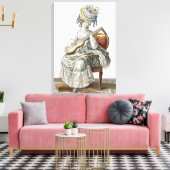 レースプラでトリムされたショットタフタドレスの女性 キャンバスプリント (インサイチュ (リビング))