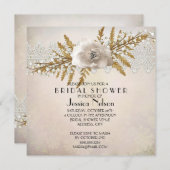 レースホリデーウィンターブライダルシャワー 招待状 (正面/裏面)