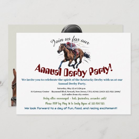 レースホースエレガントダービーパーティの招待状 招待状 (正面/裏面)