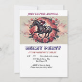 レースホースエレガントダービーパーティー誕生日招待状 招待状 (正面)