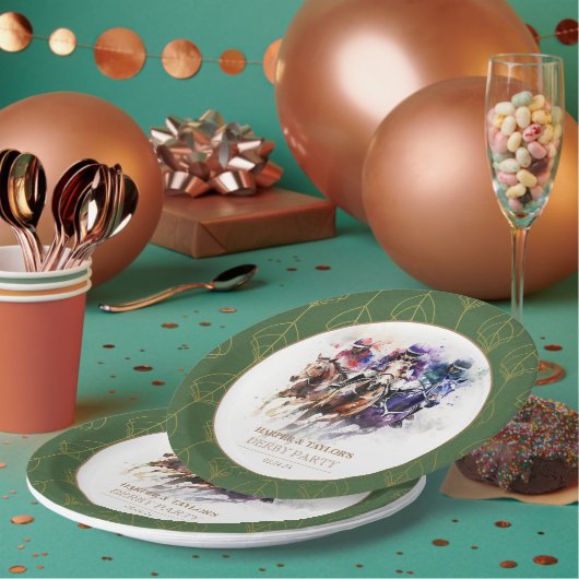 レースホースエレガントダービーパーティー馬術 ペーパープレート (複数)