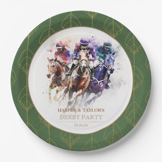 レースホースエレガントダービーパーティー馬術 ペーパープレート (正面)