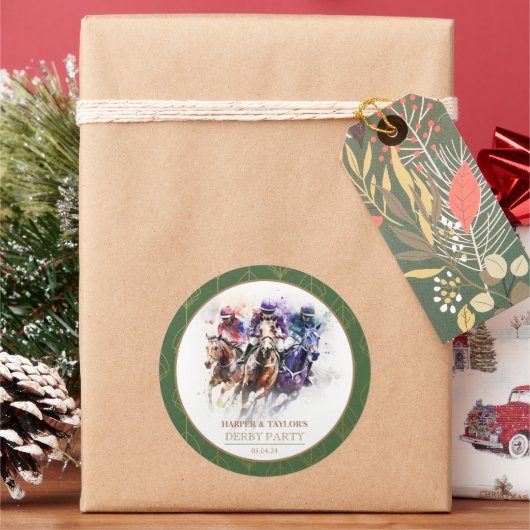 レースホースエレガントダービーパーティー馬術 ラウンドシール (クリスマス)