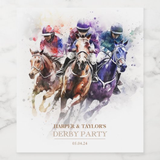 レースホースエレガントダービーパーティー馬術 ワインラベル (シングルラベル)