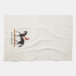 レースホースダービージョッキーヴィンテージスタイル キッチンタオル