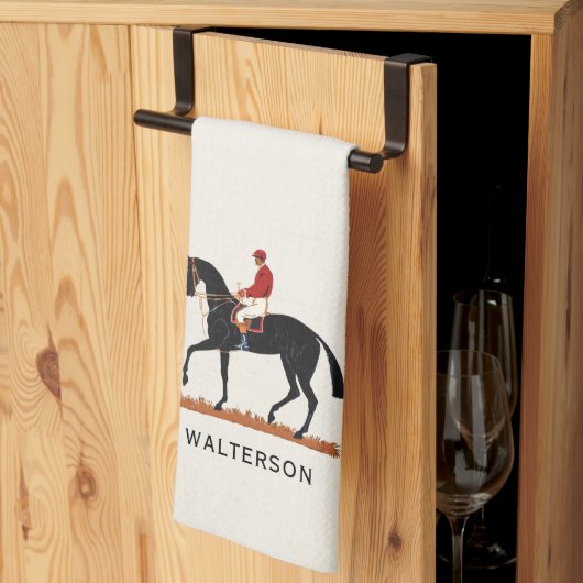 レースホースダービージョッキーヴィンテージスタイル キッチンタオル (三つ折り)