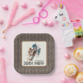 レースホースダービーパーティーブラウンスクエア ペーパープレート (パーティー)