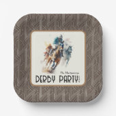 レースホースダービーパーティーブラウンスクエア ペーパープレート (正面)