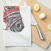 レースホースポートレートシルクス キッチンタオル (四つ折り)