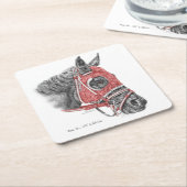 レースホースポートレートシルクス スクエアペーパーコースター (アングル)