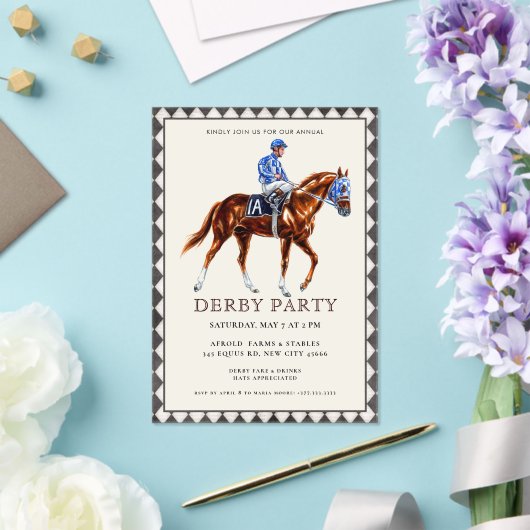 レースホースモダンダービーパーティーエクエストリアンインビタティ アクリル招待状 (インサイチュ (ウェディング))
