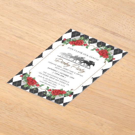 レースホースモダンダービーパーティー馬乗り アクリル招待状 (レイダウン)