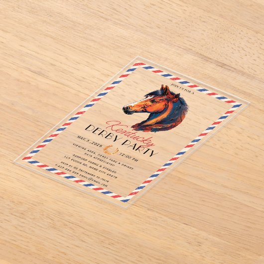レースホースモダンダービーパーティー馬術 アクリル招待状 (レイダウン)