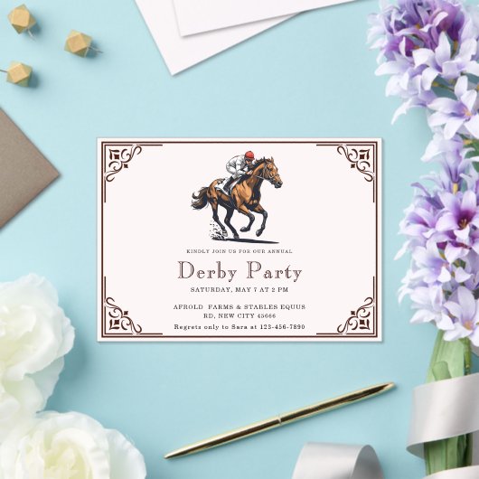 レースホースモダンダービーパーティー アクリル招待状 (インサイチュ (ウェディング))