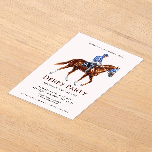 レースホースモダンダービーパーティー アクリル招待状 (レイダウン)