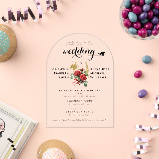 レースホースモダンダービー1 Photo Equestrian結婚's アクリル招待状 (インサイチュ (お祝い))