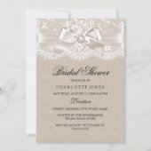 レースボウ&バーラップヴィンテージブライダルシャワー招待状 招待状 (正面)