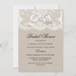 レースボウ&バーラップヴィンテージブライダルシャワー招待状 招待状