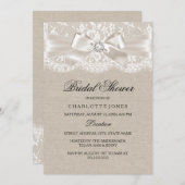 レースボウ&バーラップヴィンテージブライダルシャワー招待状 招待状 (正面/裏面)