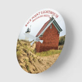 レースポイントライトハウス、マサチューセッツ時計 ラウンド壁時計 (傾斜)