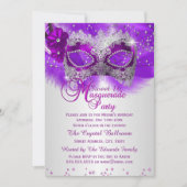 レースマスクパープルシルバーマスカレード甘い16 招待状 (正面)