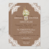 レースメイソンジャーデイジー素朴ブライダルシャワー 招待状 (正面/裏面)