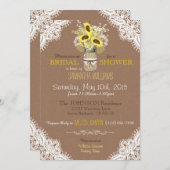レースメイソンジャールヒマワリ素朴ブライダルシャワー 招待状 (正面/裏面)