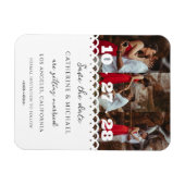 レースモダンスタイリッシュの写真シンプル日付の保存 マグネット (横)