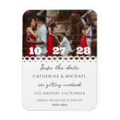 レースモダンスタイリッシュの写真シンプル日付の保存 マグネット (縦)