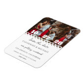 レースモダンスタイリッシュの写真シンプル日付の保存 マグネット (左側)