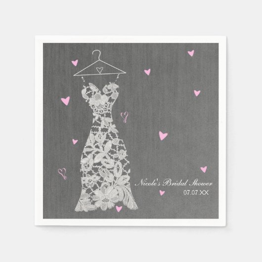 レースモダンス結婚ドレスグレーシックブライダルシャワー スタンダードカクテルナプキン (正面)