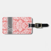 レースモダンダマスクパターン – 珊瑚と灰色 ラゲッジタグ (正面横)