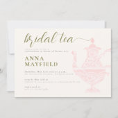 レースモダンティーポットピエレガントンクブライダルティーパーティー 招待状 (正面)