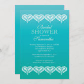 レースモダンハートグラデーションブライダルシャワー招待 招待状 (正面/裏面)