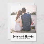 レースモダン結婚の愛と写感謝してい真 サンキューカード (正面)