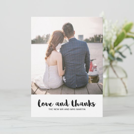 レースモダン結婚の愛と写感謝してい真 サンキューカード (スタンド正面)