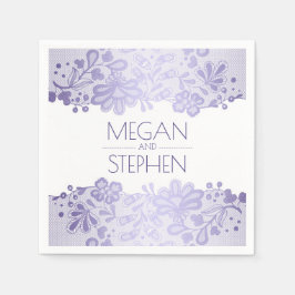 レースラベエレガントンパープル結婚ズ スタンダードカクテルナプキン