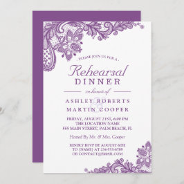 レースラベンダーパープル |の結婚リハーサルディナー 招待状