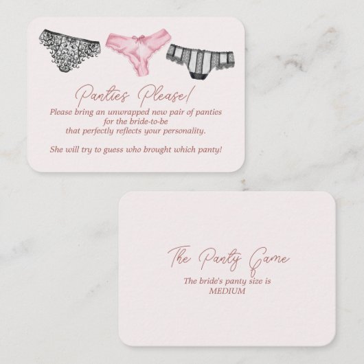 レースランジェリーシャワーパンティゲームパーティー エンクロージャーカード (正面/裏面)