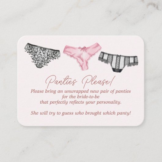 レースランジェリーシャワーパンティゲームパーティー エンクロージャーカード (正面)