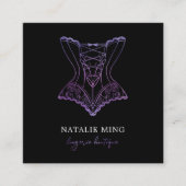 レースランジェリーブティックロゴパープルビジネスカード スクエア名刺 (正面)