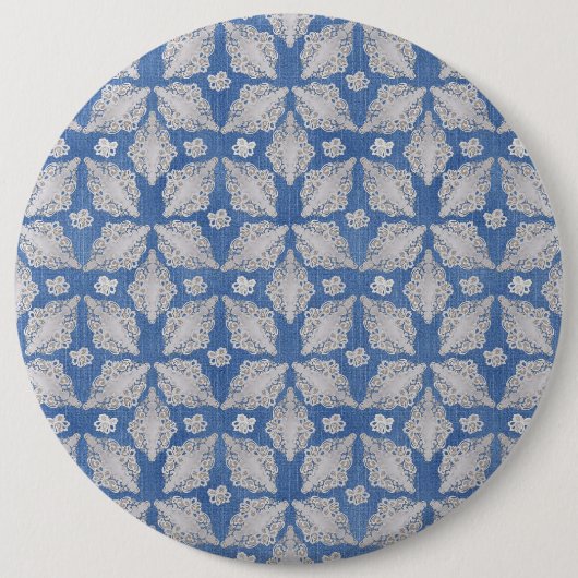 レースリピート付きデニム 缶バッジ (正面)