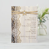レースリボン&ウッド結婚のリハーサルディナー 招待状 (スタンド正面)