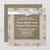 レースリボン&バーラップリハーサルのディナー招待状 招待状 (正面/裏面)