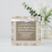 レースリボン&バーラップリハーサルのディナー招待状 招待状 (スタンド正面)