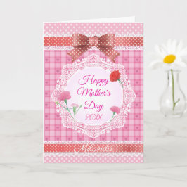 レースリボン 幸せな母の日 カード