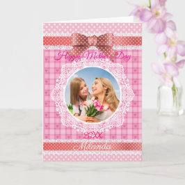 レースリボン 幸せな母の日 カード