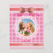 レースリボン 幸せな母の日 ポストカード (正面)