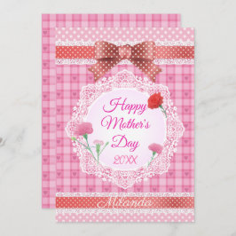 レースリボン 母の日おめでとう カード