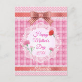 レースリボン 母の日おめでとう ポストカード (正面)